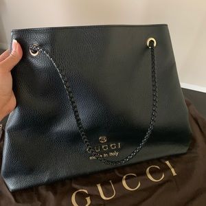 GUCCI Calfskin Large Braided Handle Gifford Tote